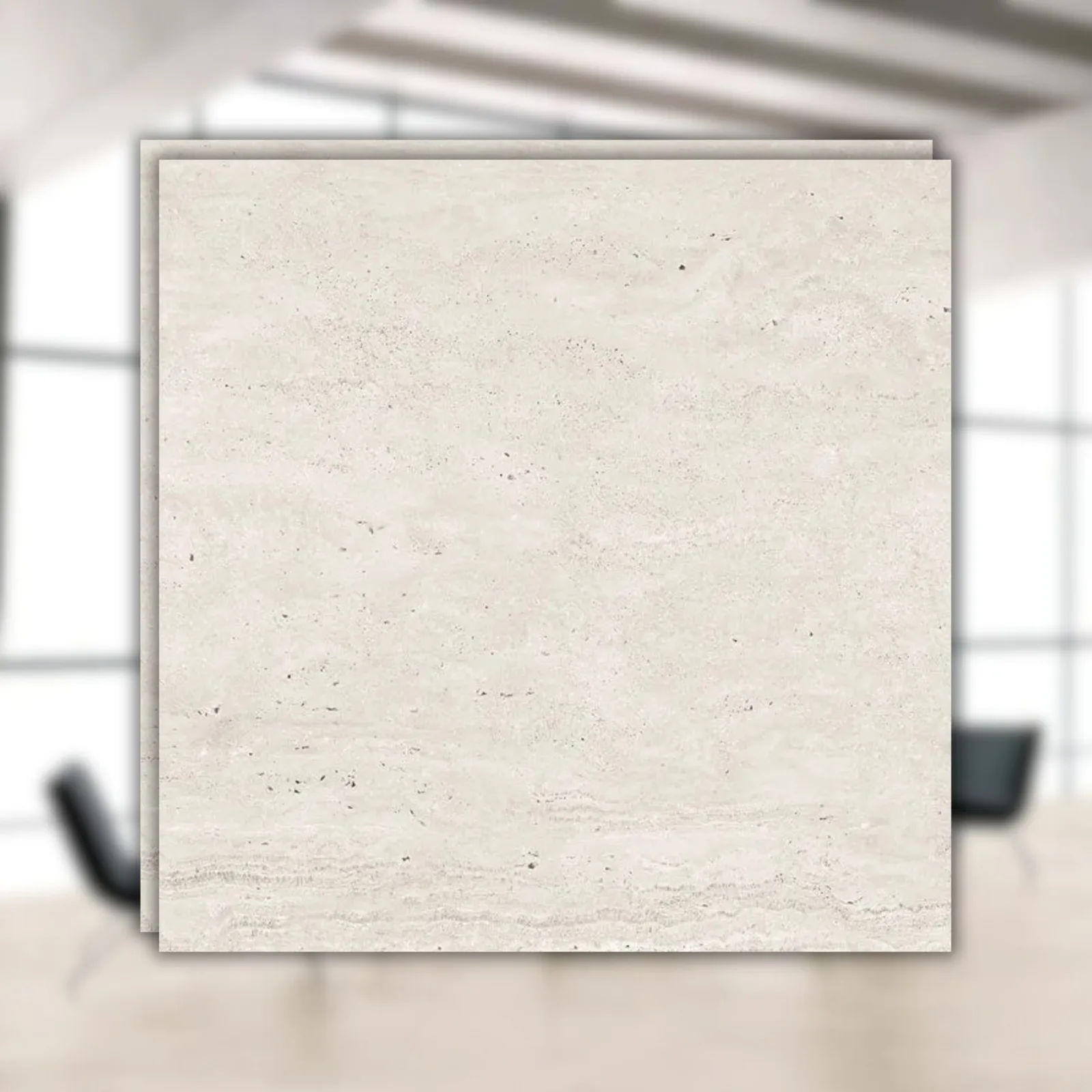 Porcelanato Bege Acetinado 80x80 Ceusa Travertino Veins RET "A"