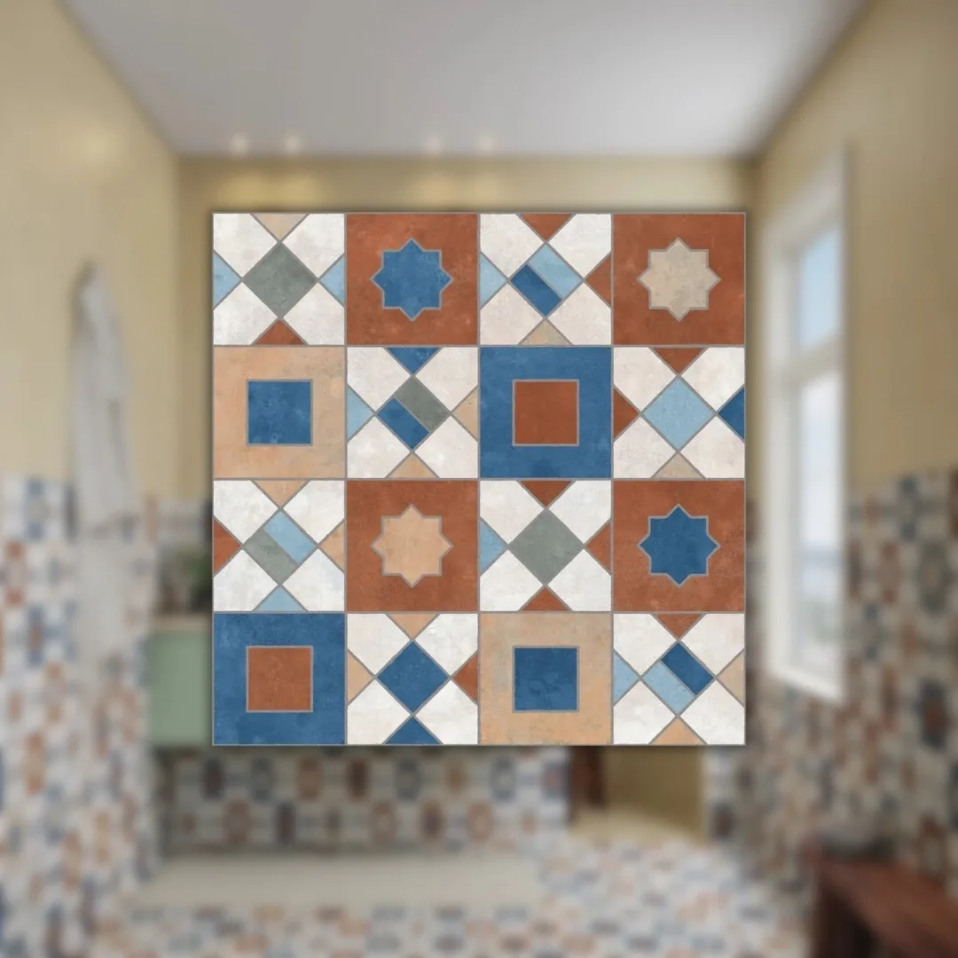 Porcelanato Multicores Natural 60x60 Ceusa Ladrilho Marroquino Mix RET "A"