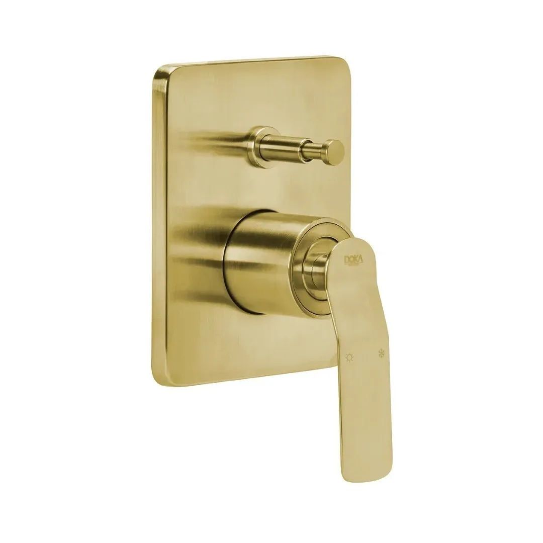 Acabamento de Registro Monocomando com Desviador Brushed Gold Doka Rianbow