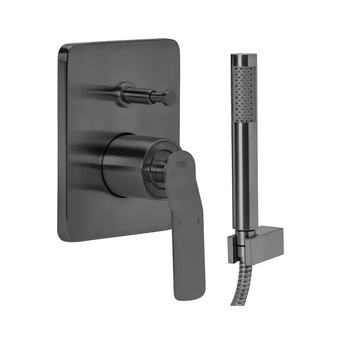 Acabamento Monocomando para Ducha com Desviador e Ducha Manual Doka Rainbow Gun Metal