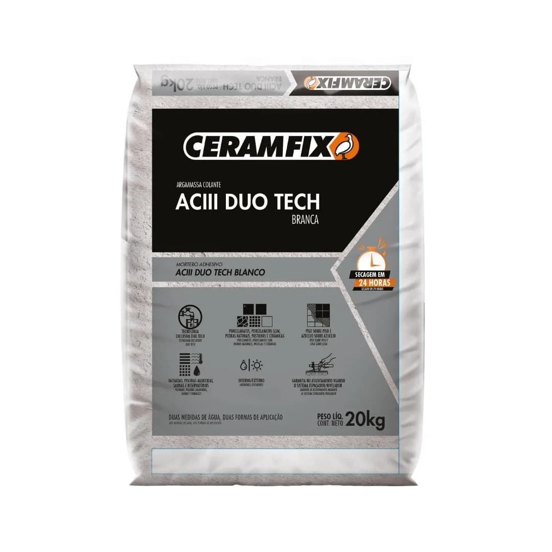Argamassa Colante AC-III Duo Tech Branca Ceramfix 20 Kg