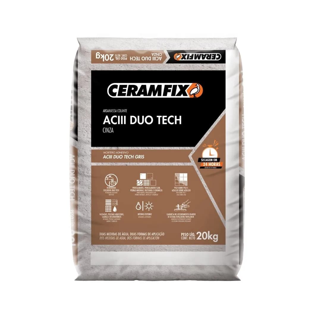 Argamassa Colante AC-III Duo Tech Cinza Ceramfix 20 Kg
