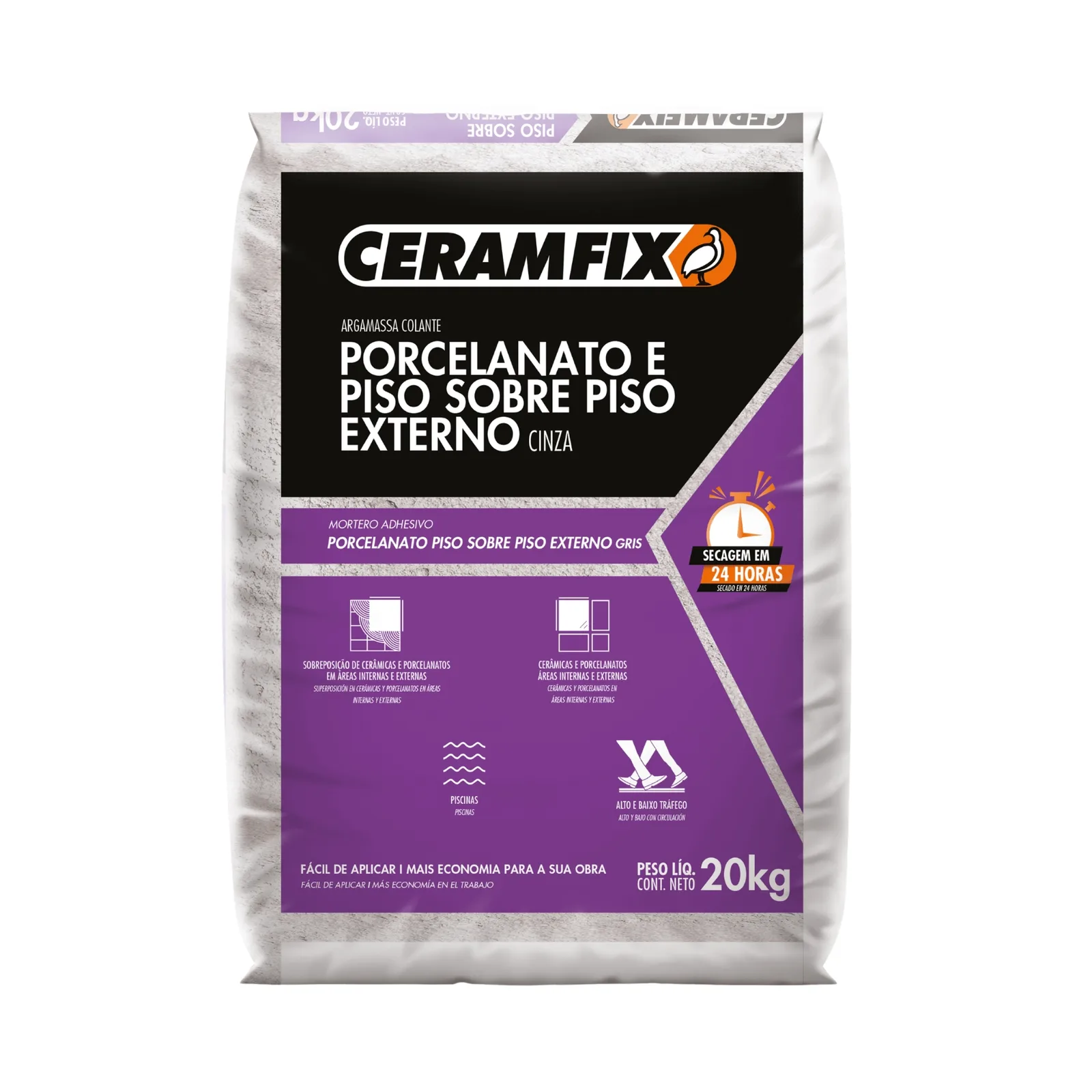 Argamassa Ceramfix Porcelanato e Piso sobre Piso Externo Cinza Grdes 20 kg