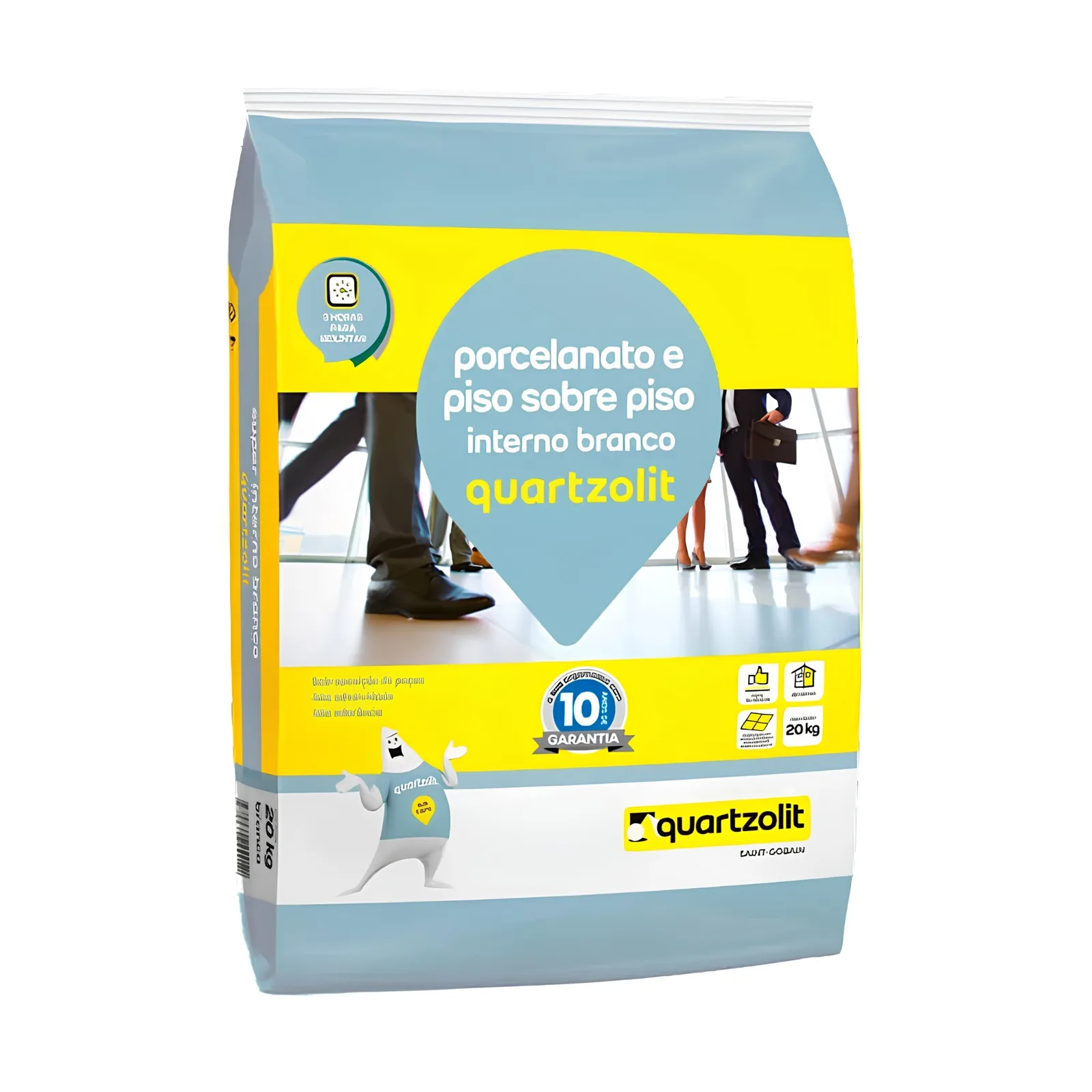 Argamassa Piso sobre Piso Interno Branco 20kg Quartzolit