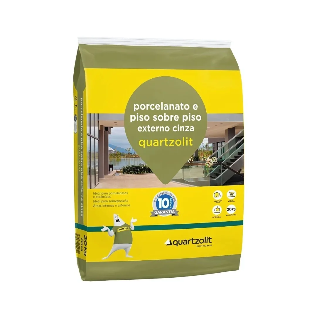 Argamassa Para Porcelanato E Piso Sobre Piso Cinza Externa Quartzolit 20 Kg