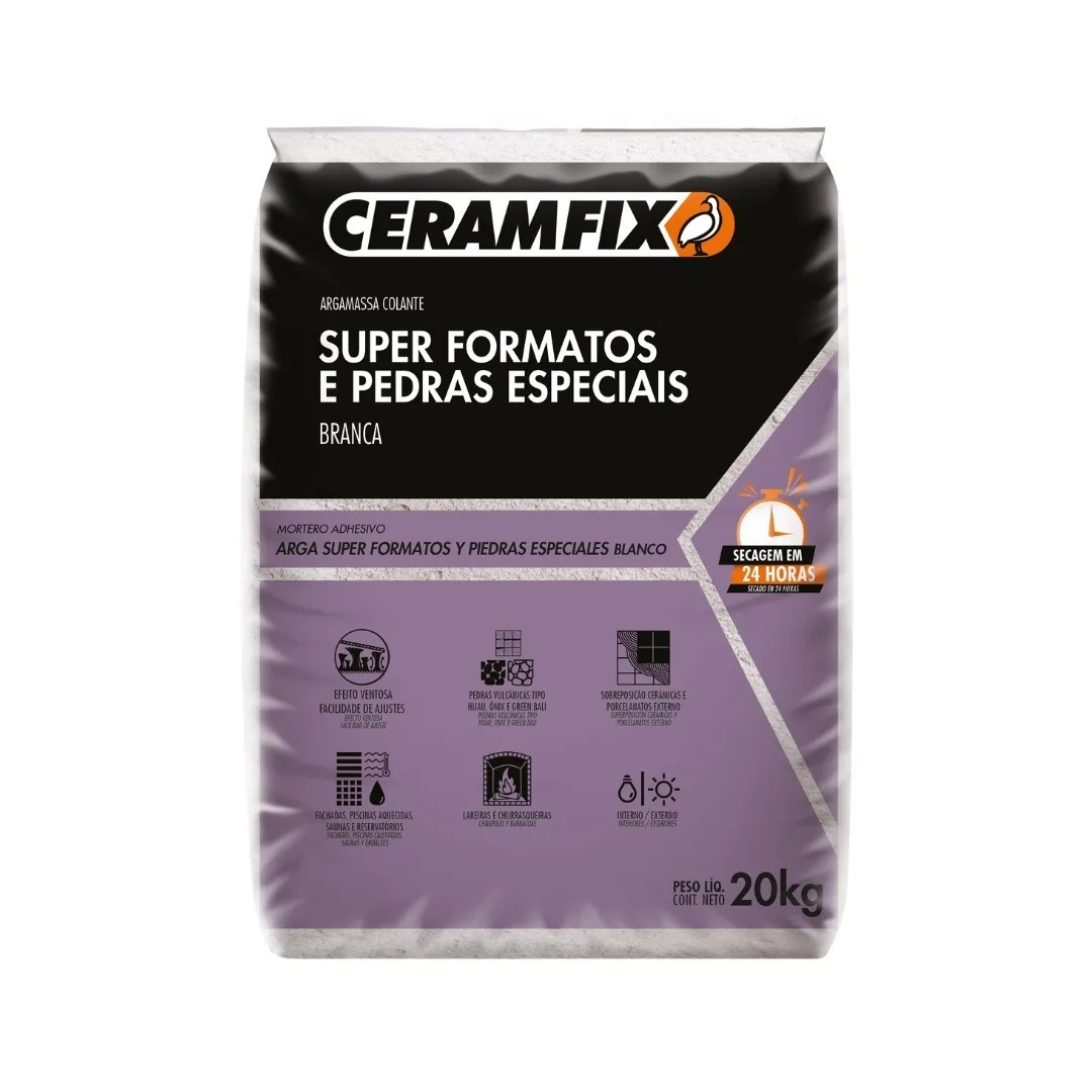 Argamassa Colante Super Formatos E Pedras Especiais Branca Ceramfix 20 Kg