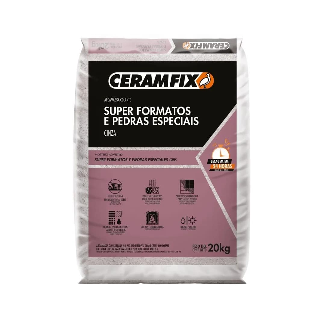 Argamassa Super Formatos E Pedras Especiais Cinza Ceramfix 20 Kg