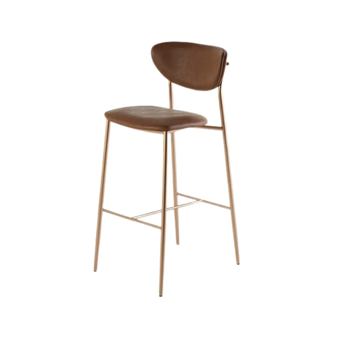 Banqueta Alta Assento e Encosto Multilaminado Estofada Base Tubular 1020 x 455 x 540 Tumar Fit