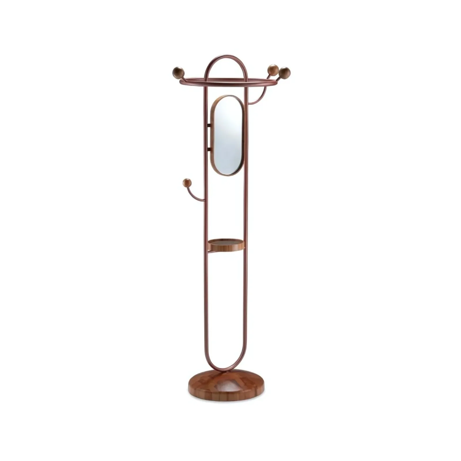 Cabideiro Lâmina Amêndoa Suave Bandeja Recouro Jacaré Café Estrutura Cobre Metalizado A 1775 x 440 x 500 mm Meridiano Design Cosmo