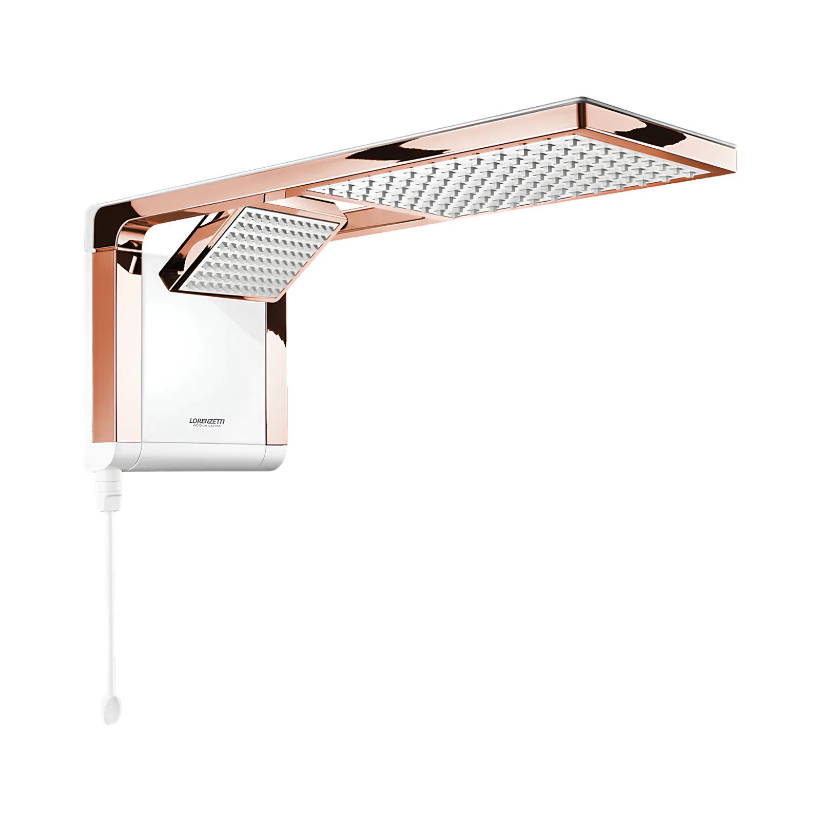 Chuveiro Elétrico Branco e Rose Gold 220V/6800W Lorenzetti Acqua Duo Ultra
