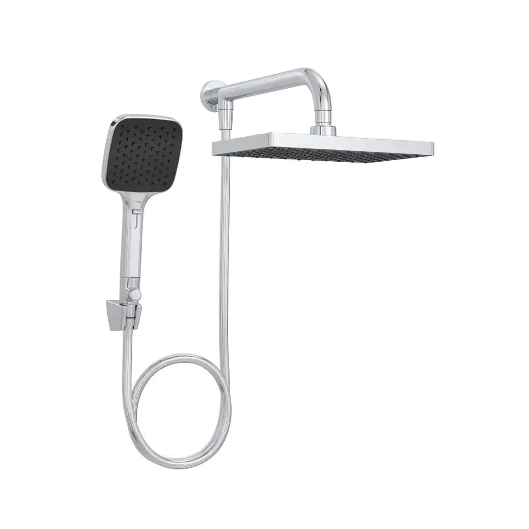 Chuveiro Quadrado com Tubo de Parede e Desviador Deca Flex Max Cromado