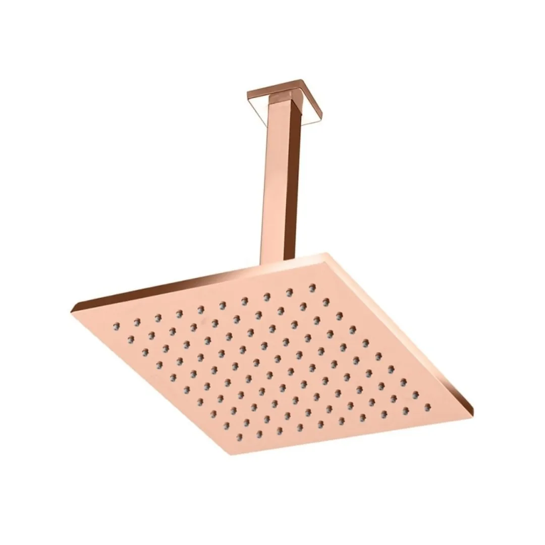 Chuveiro De Teto Rose Gold 20x20 Rubinettos Square