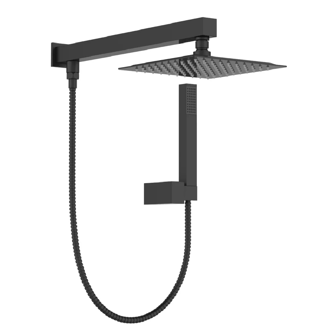 Chuveiro Quadrado com Desviador Lexxa Bagno LX4107B Preto Fosco
