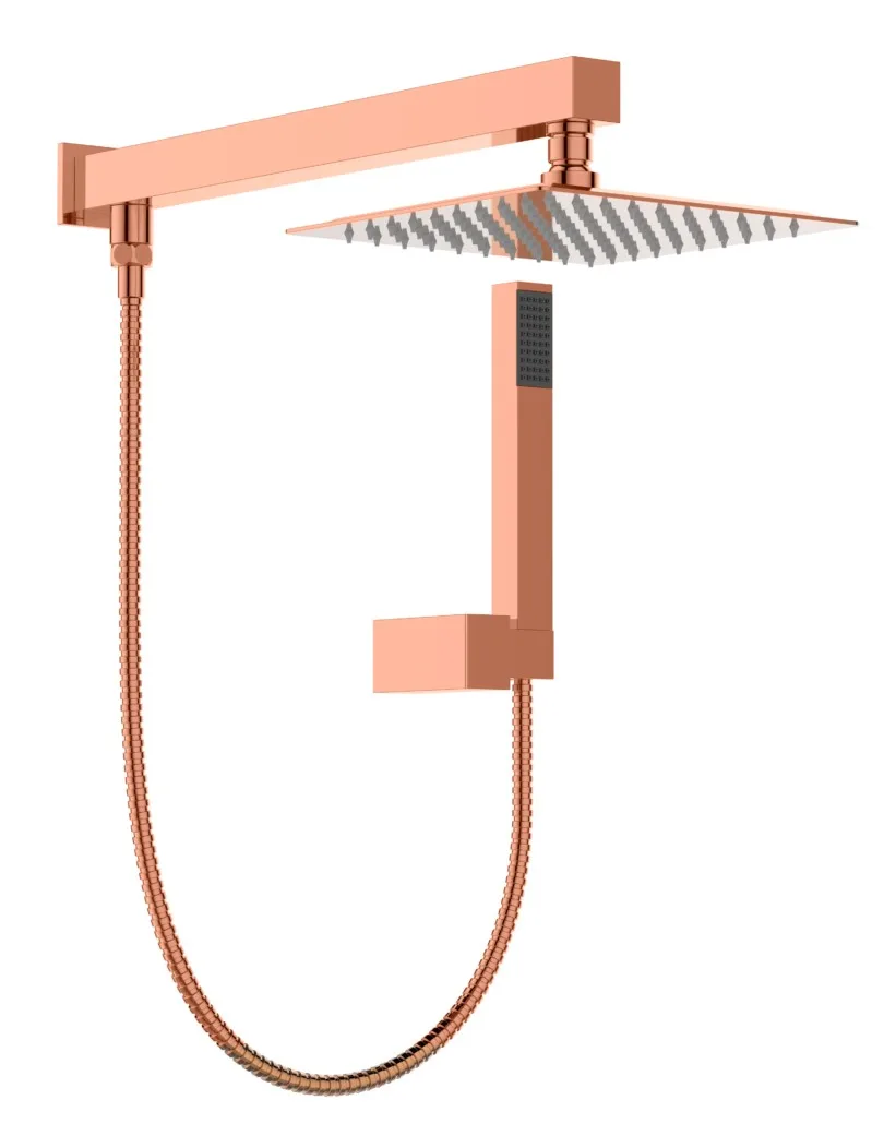 Chuveiro Quadrado com Desviador Rosé Gold Lexxa Bagno LX4107RG