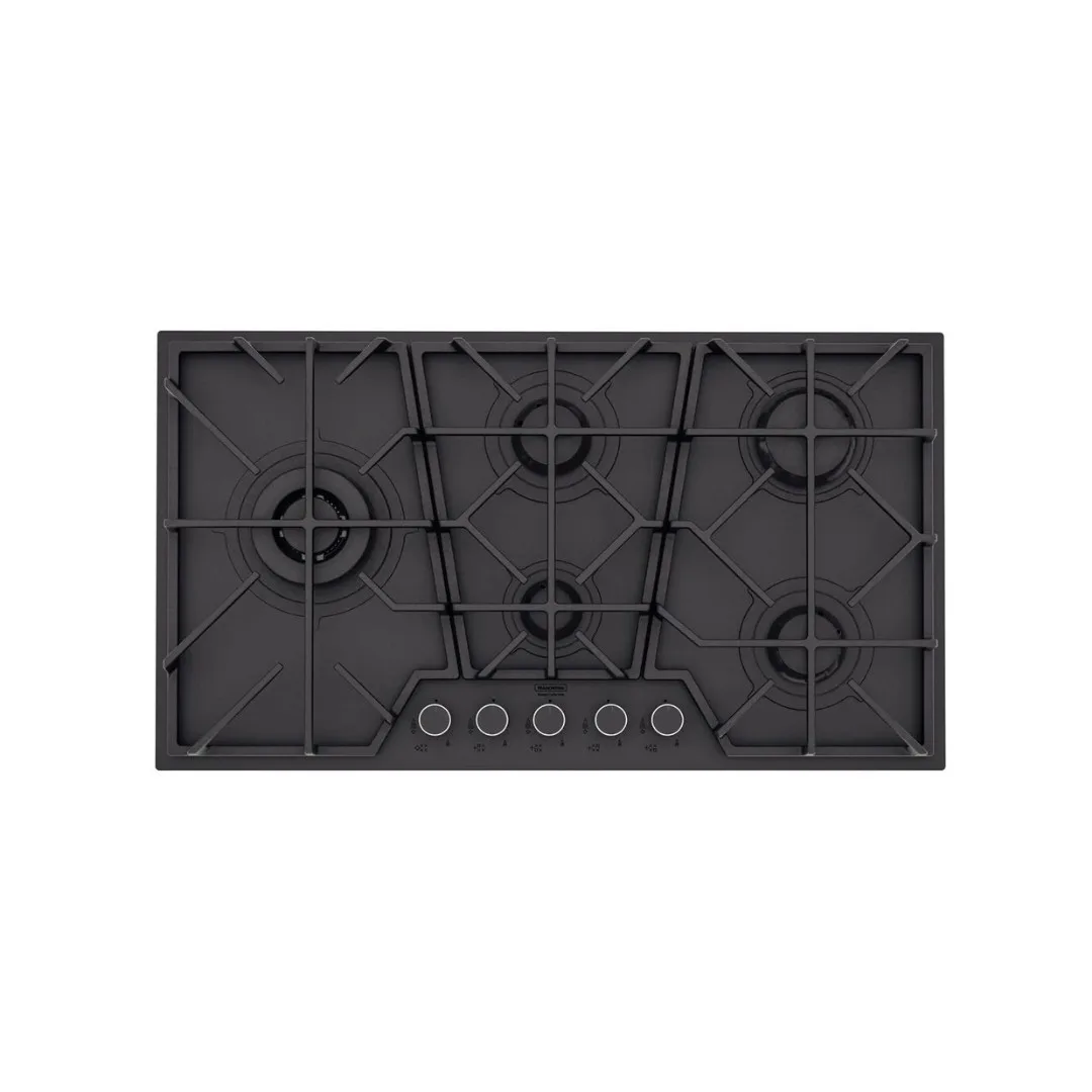 Cooktop a Gás Tramontina Design Collection Penta Glass Black Series 5GG B 90 em Ferro Fundido Preto Fosco