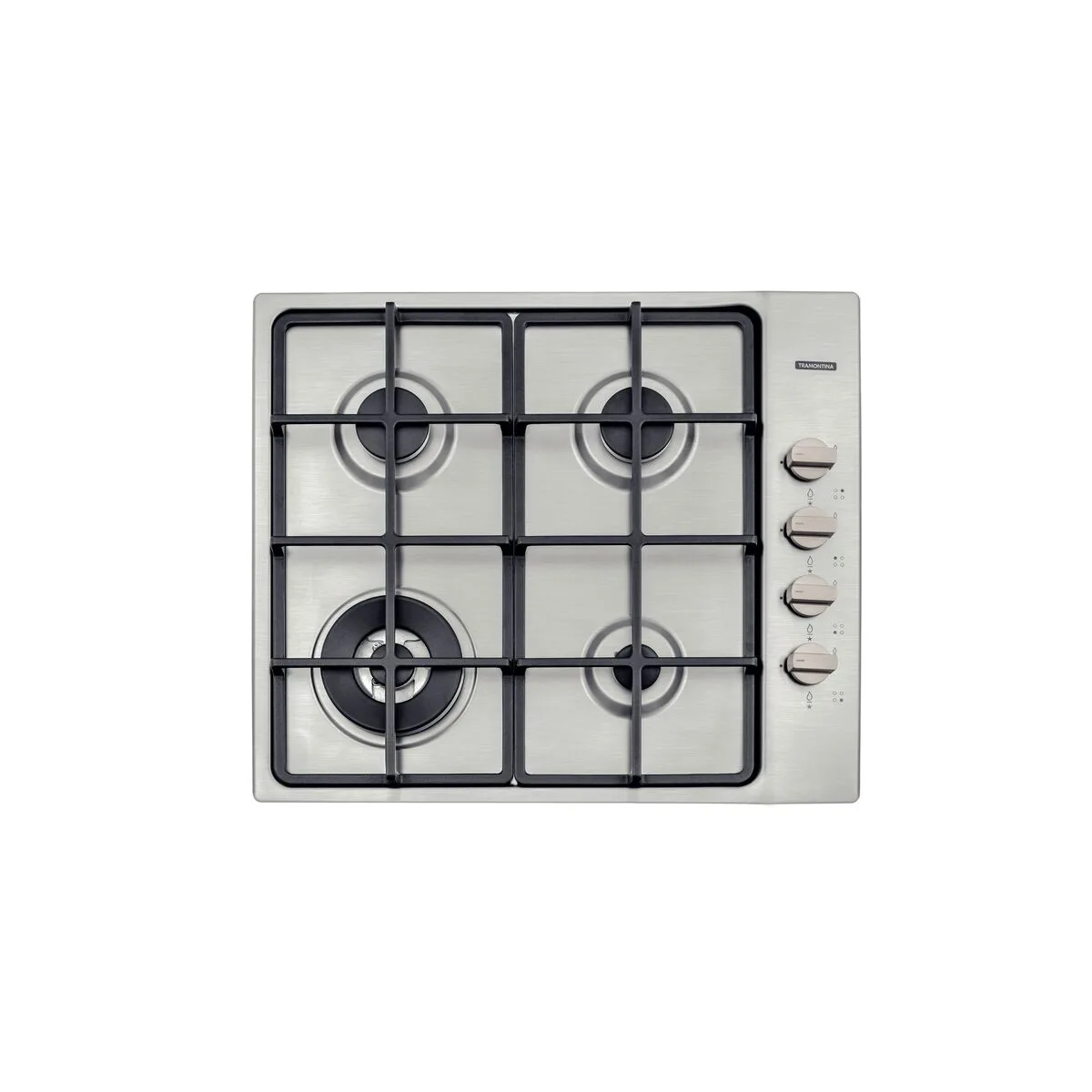 Cooktop a Gás em Aço Inox com Trempes em Ferro Fundido e Acendimento Superautomático 4 Queimadores Tramontina Square