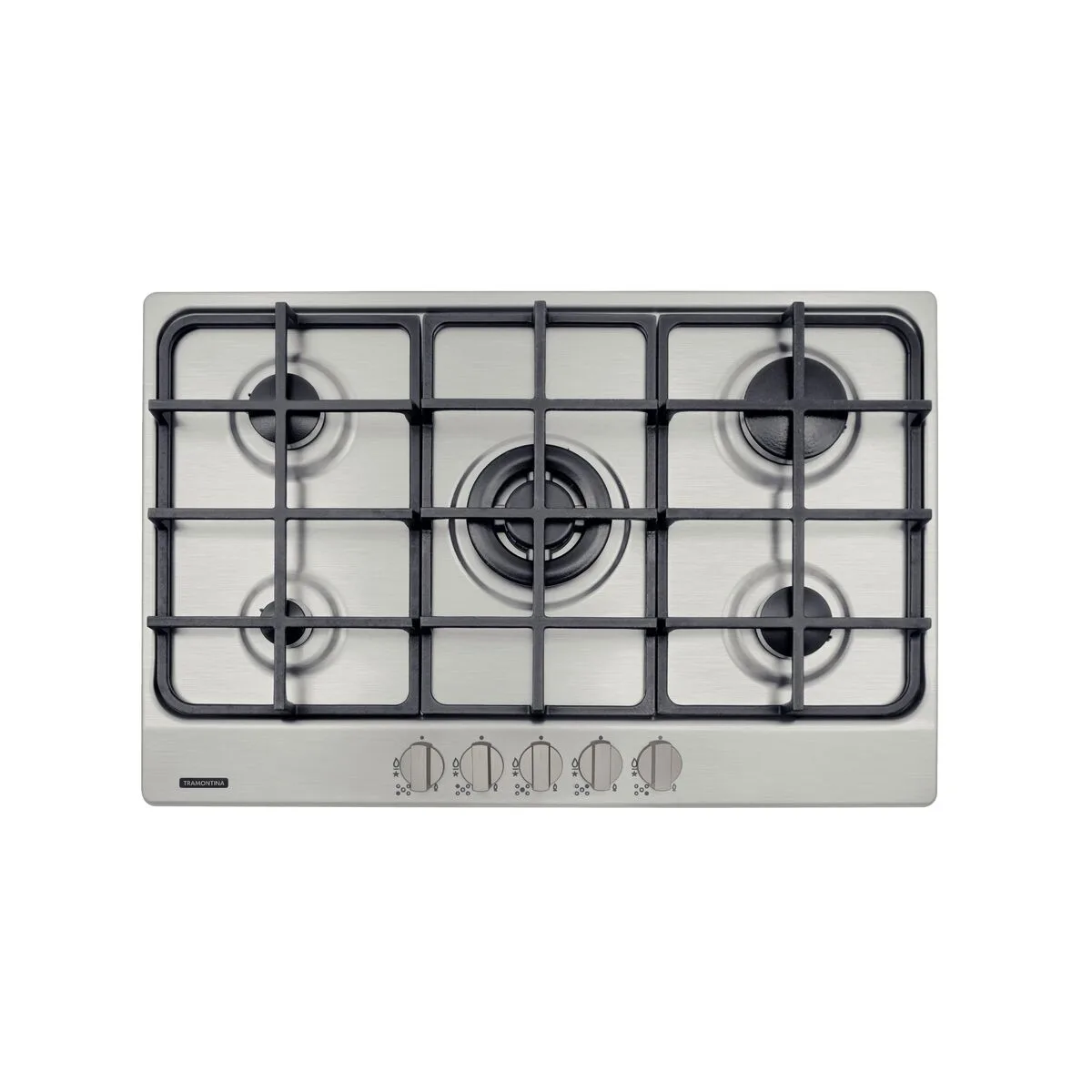 Cooktop a Gás em Aço Inox e Trempes em Ferro Fundido com Acendimento Superautomático 5 Queimadores Tramontina New Penta