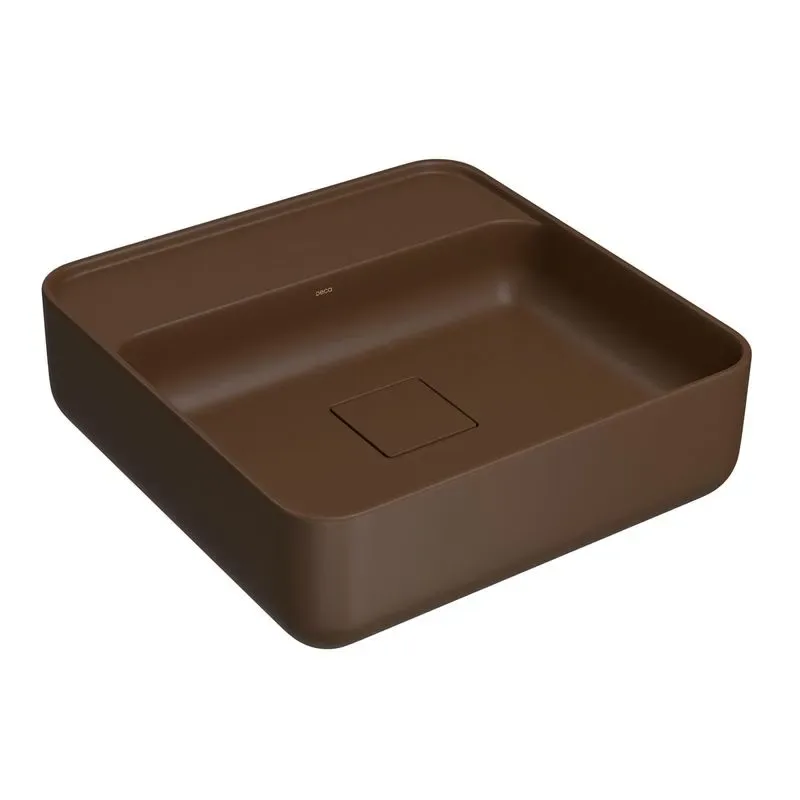 Cuba de Apoio para Banheiro Quadrada 40cm com mesa Marrom Fosco Deca L.11040