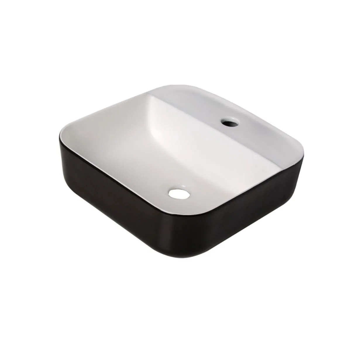 Cuba de Apoio para banheiro Quadrada 40x40cm com Mesa Preta e Branca Lexxa Bagno LX423BW