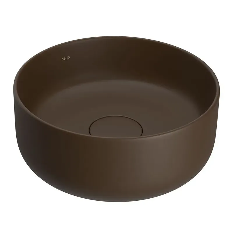 Cuba de Apoio Redonda 30cm para Banheiro Marrom Fosco Deca Slim