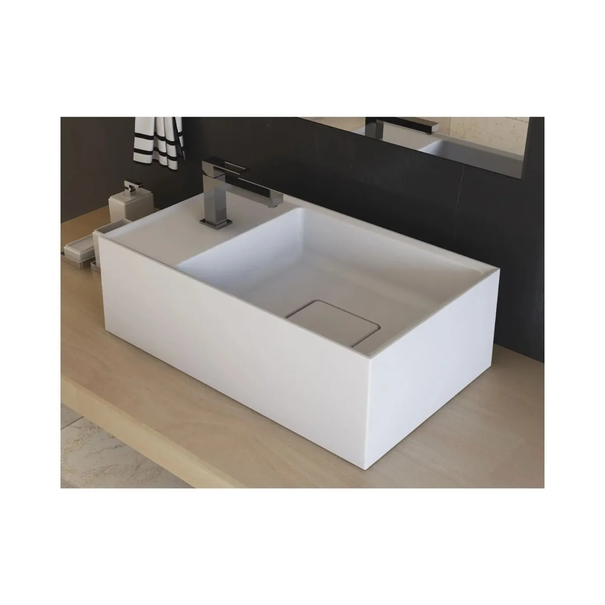 Cuba de Apoio com Mesa Retangular 41x25cm para Banheiro Branca Sabbia