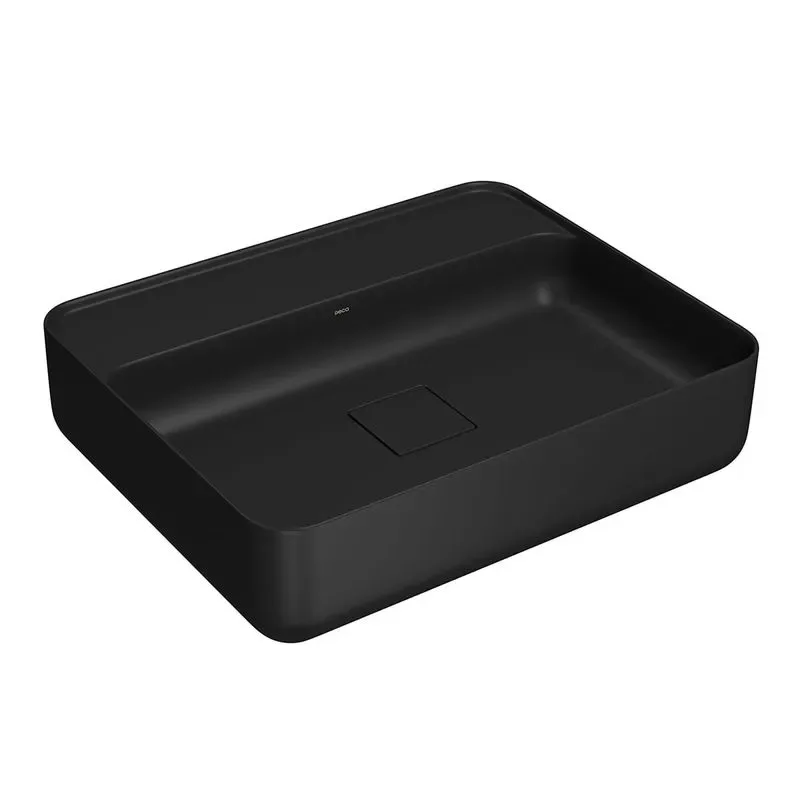 Cuba de Apoio para Banheiro Retangular 50cm com mesa Preta Fosca Deca L.13050