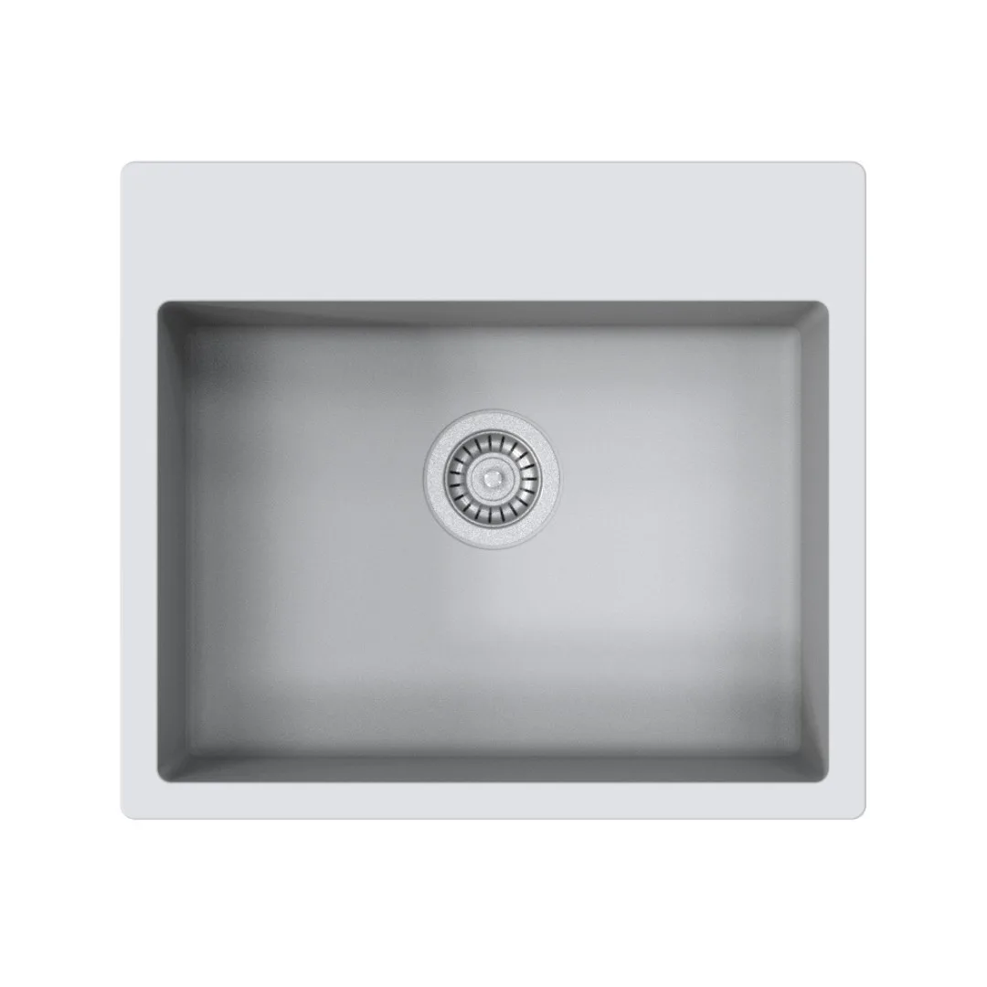 Cuba De Embutir Para Cozinha Branco Nevado 60cm Sabbia Alecrim Duraquartz