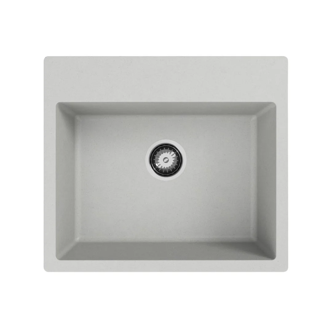 Cuba De Embutir Para Cozinha Cinza Lunar 60cm Sabbia Alecrim Duraquartz