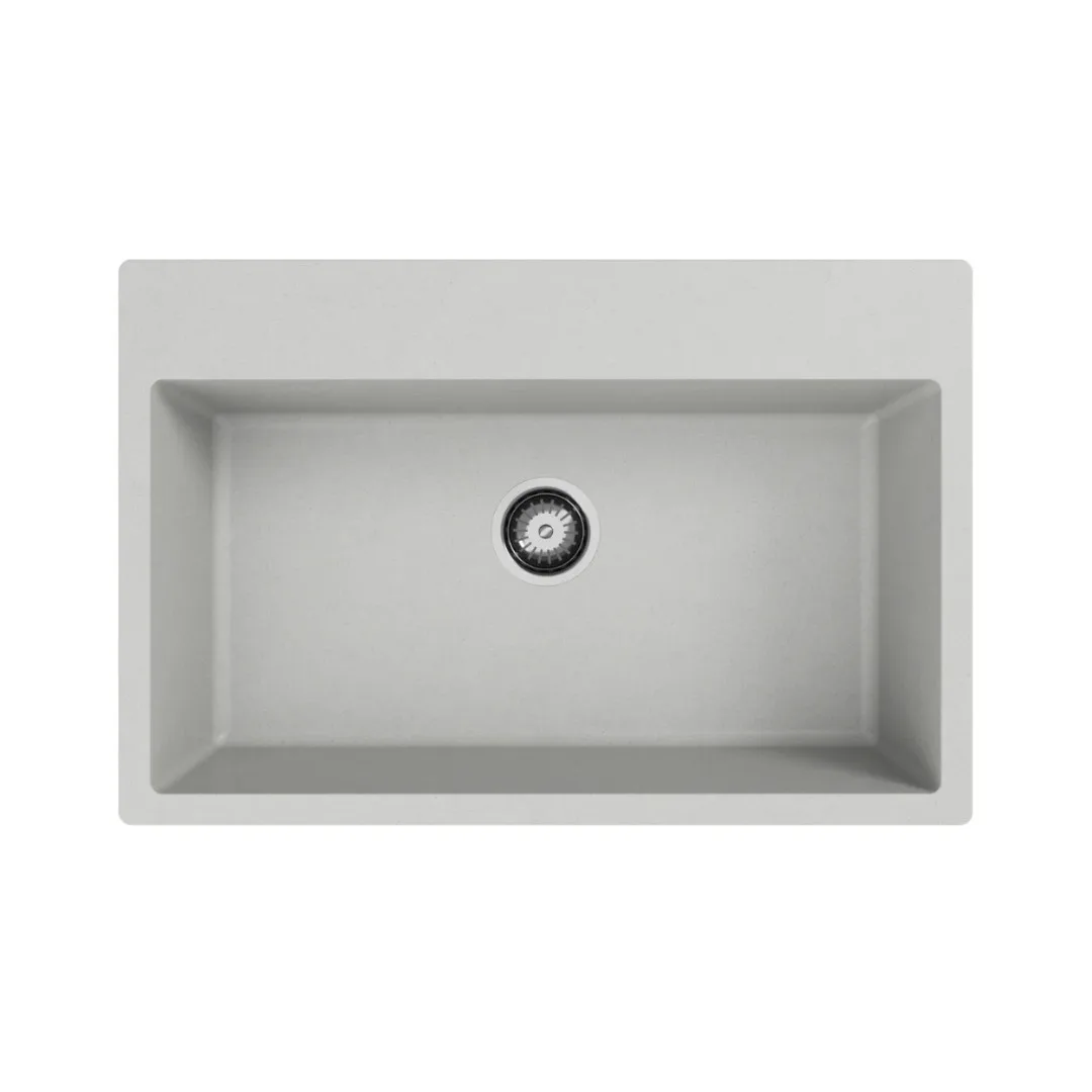 Cuba De Sobrepor Para Cozinha Branco Nevado 80 cm Sabbia Alecrim Duraquartz