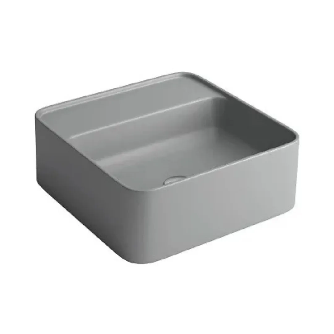 Cuba de Apoio Quadrada com Mesa 40x40cm para Banheiro Cinza Fosco Deca