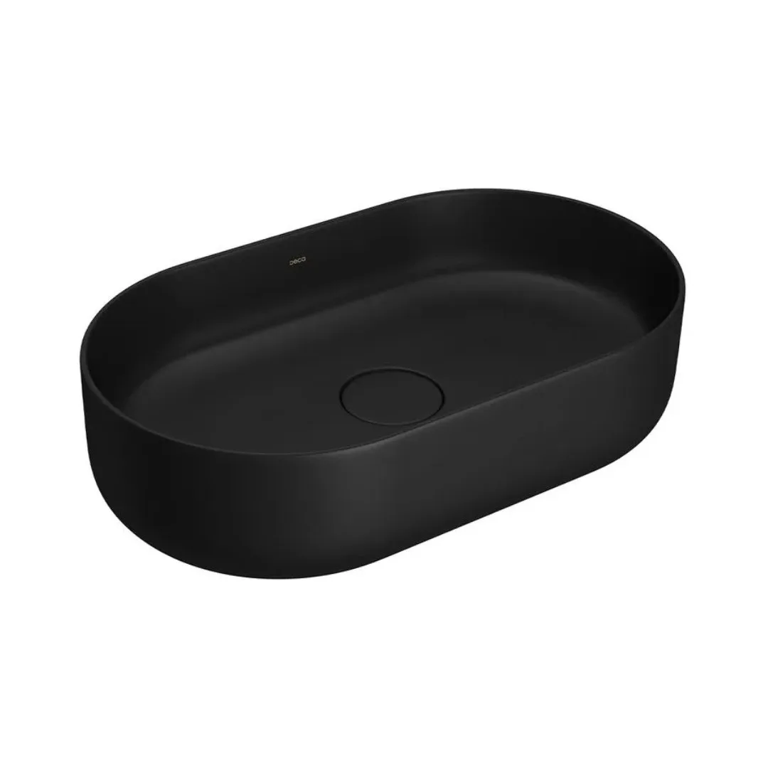 Cuba de Apoio Oval 29x50cm para Banheiro Ébano Fosco Deca Slim