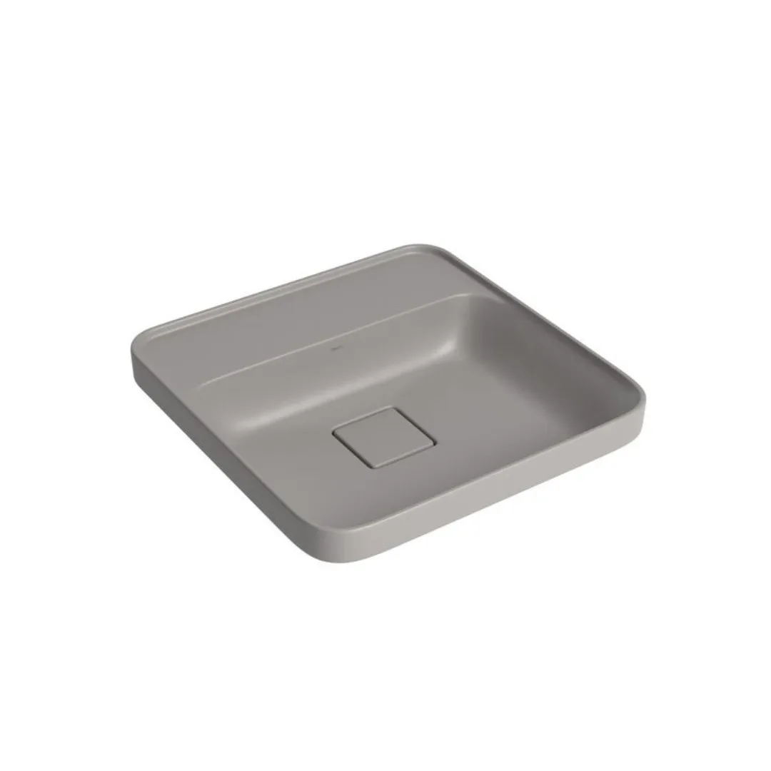 Cuba de Sobrepor com Deck Quadrada 40x40cm para Banheiro Soft Antracite Deca Slim