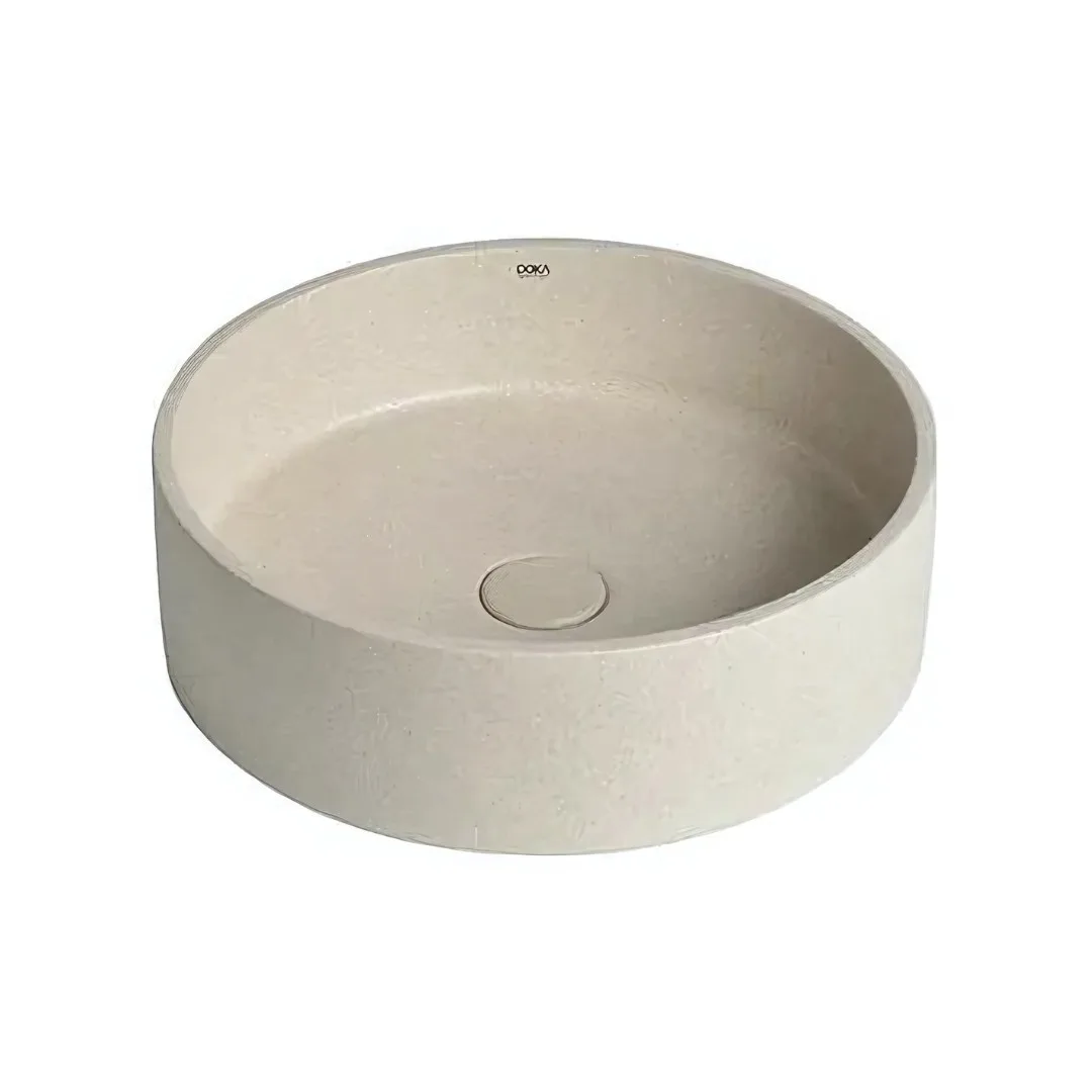 Cuba de Apoio Redonda 12cm para Banheiro Off White Doka GeoStone