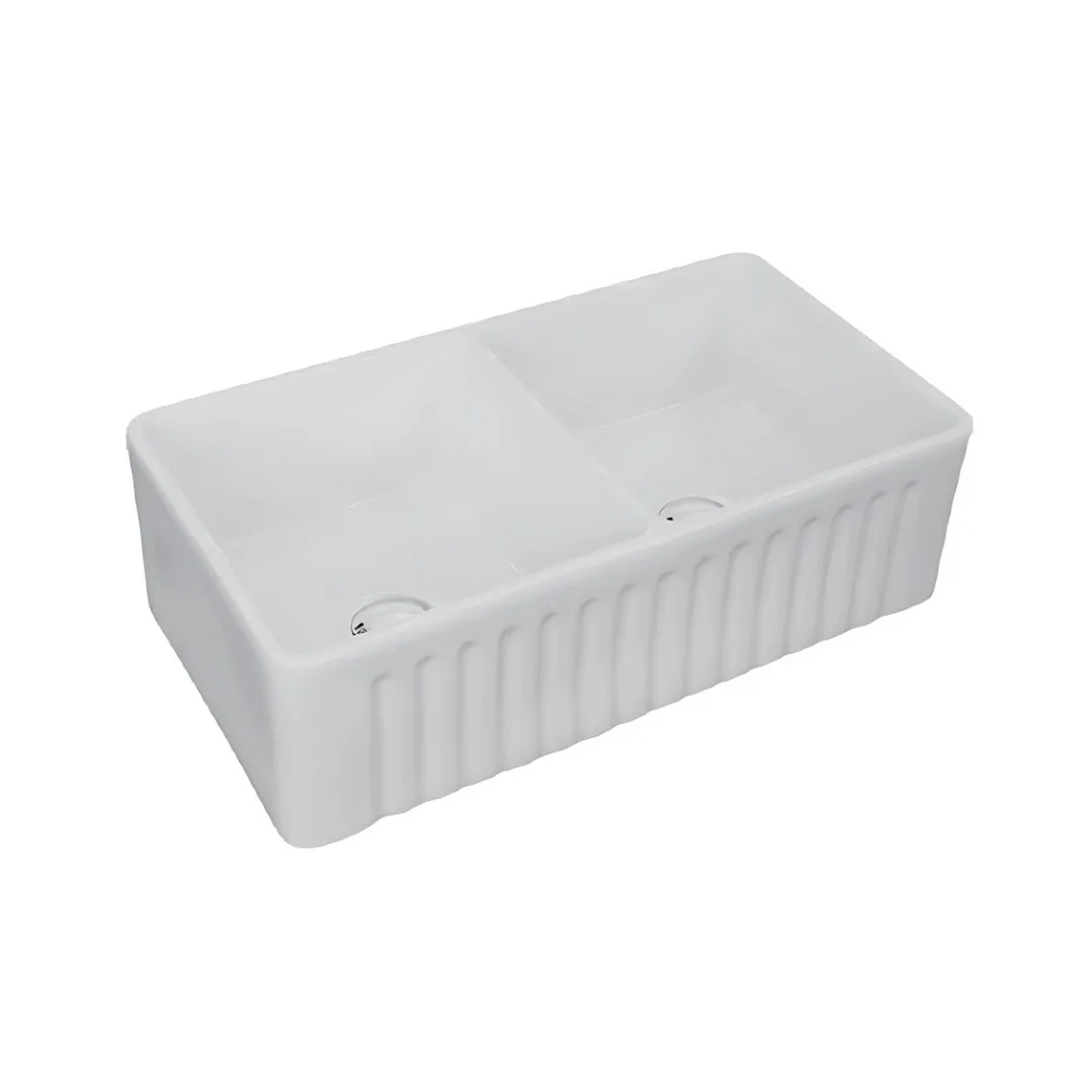 Cuba Dupla De Semi Encaixe Para Cozinha 85x45 Branco Rubinettos
