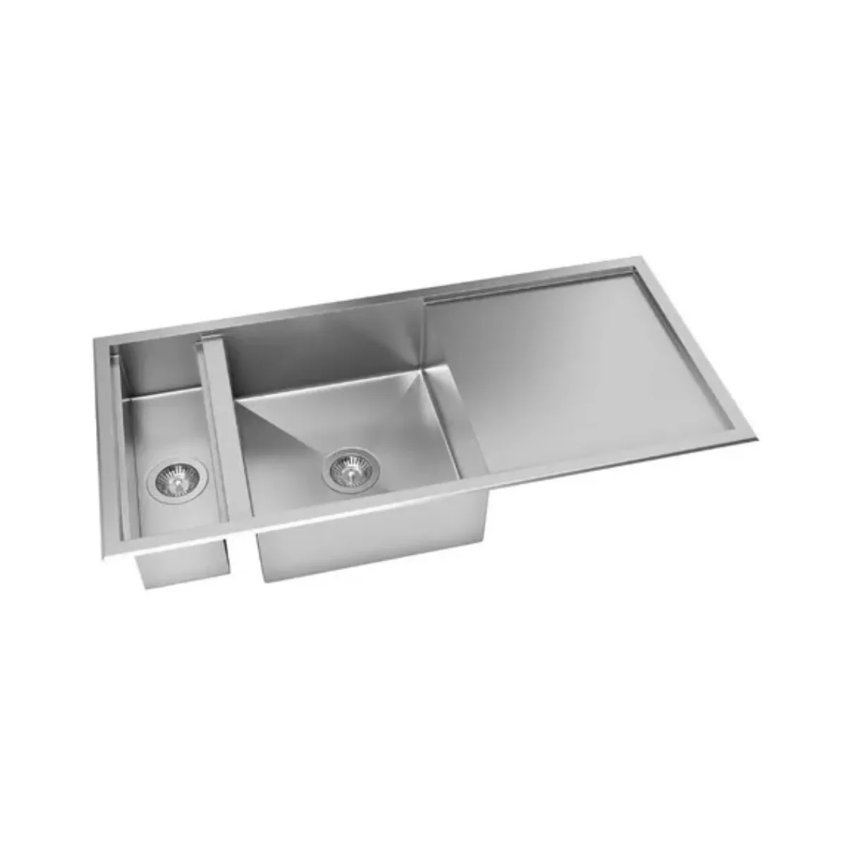 Cuba Inox Dupla de Embutir com Mesa e Canal Organizafdor 110x50cm DeBacco Reversível Riviera Inox