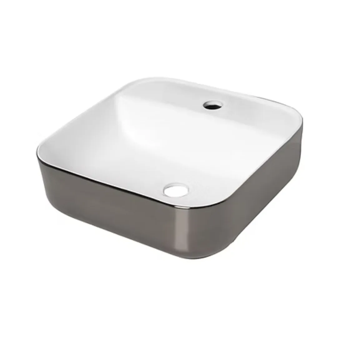 Cuba de Apoio com Mesa Quadrada 40x40cm para Banheiro Silver White Lexxa Bagno