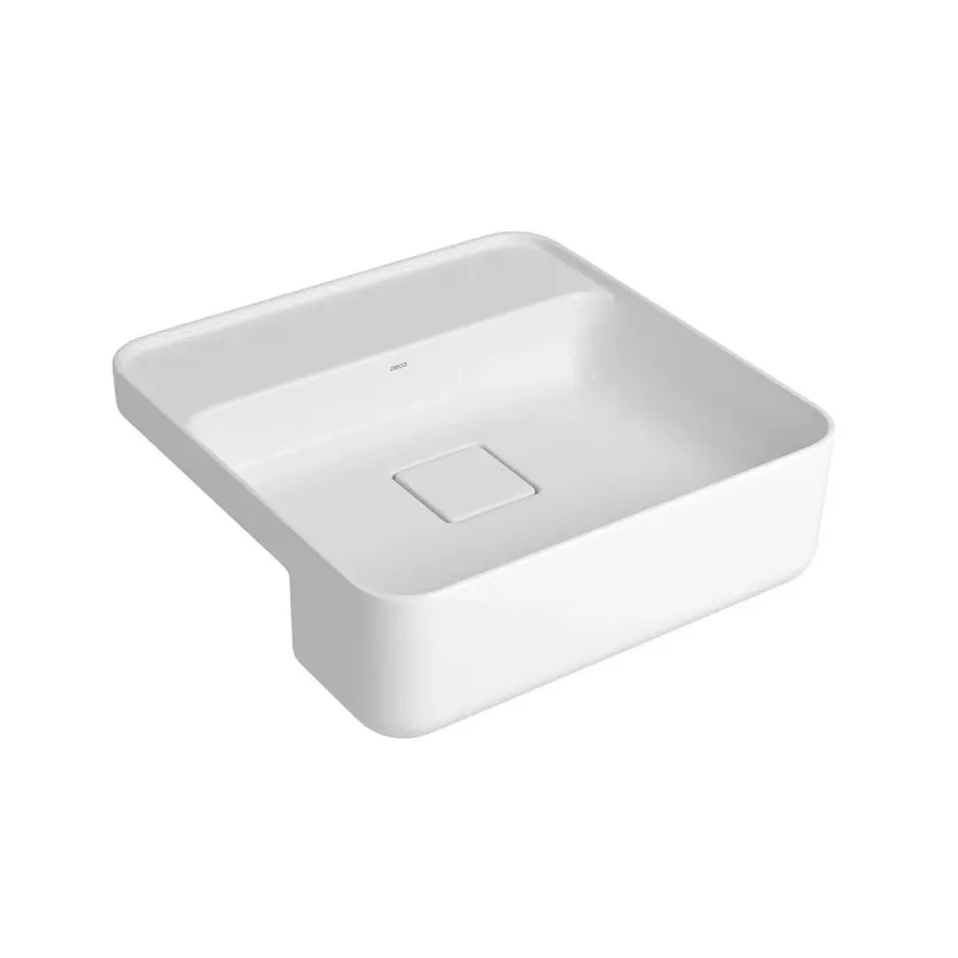 Cuba de Semiencaixe para banheiro Quadrada 40cm com mesa Branca Deca Slim L.61040.M