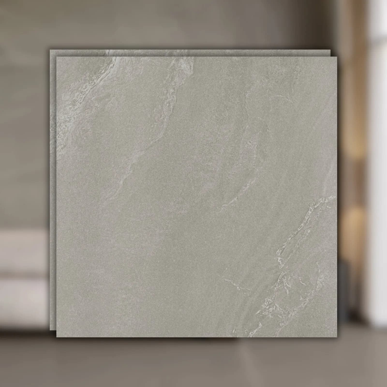 Porcelanato Cinza Acetinado 120x120 Decortiles Tulum Lapis 3D RET "A"