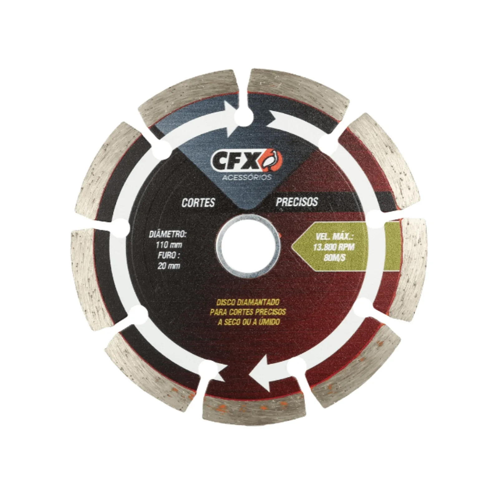 Disco De Corte Diamantado Segmentado 110x20x7mm CFX Ceramfix
