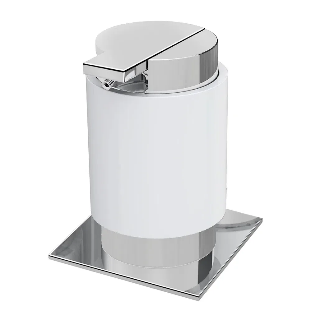 Dispenser para sabonete líquido de bancada Zen Miss Cromado/Branco