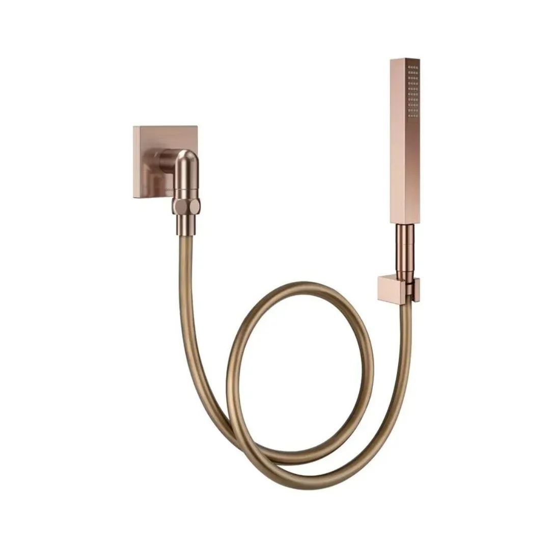 Ducha Higiênica Manual de Parede com Joelho 90° Docol Square Cobre Escovado