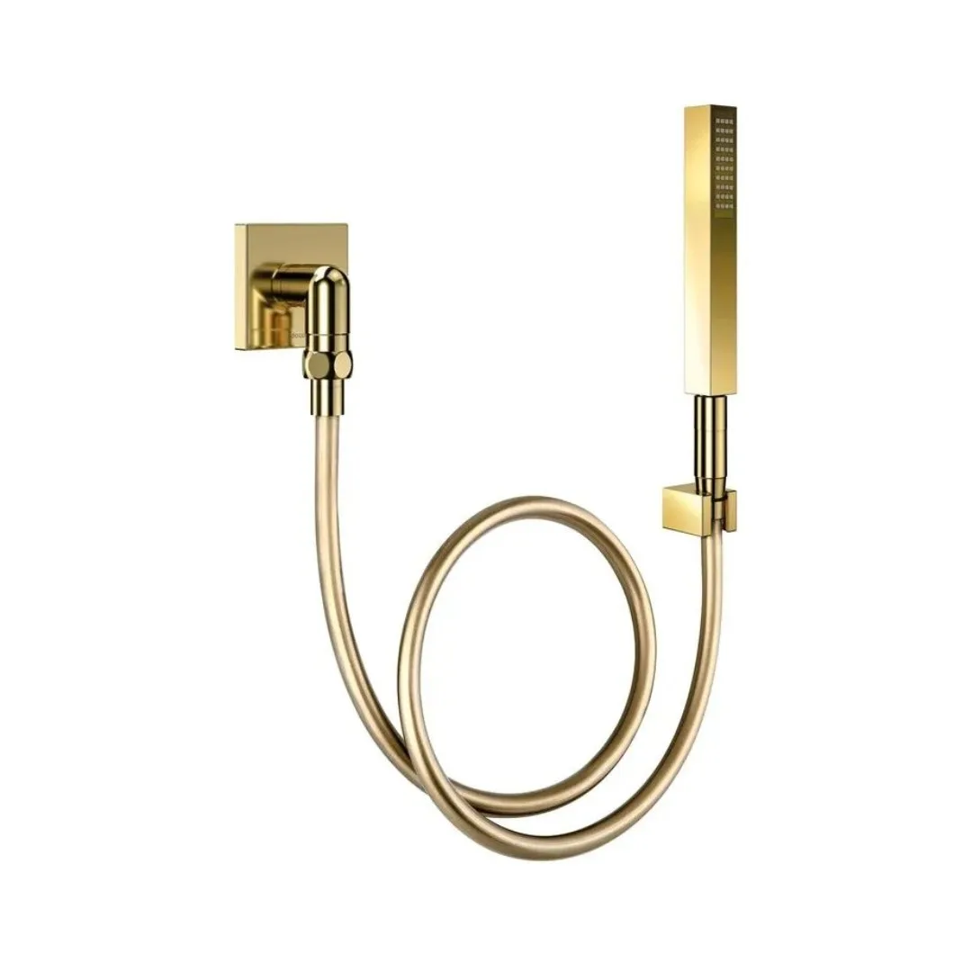 Ducha Higiênica Manual de Parede com Joelho 90° Docol Square Ouro Polido
