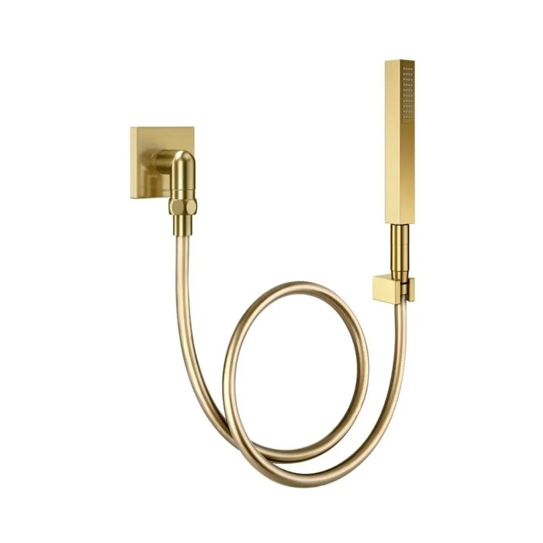 Ducha Higiênica Manual de Parede com Joelho 90° Docol Square Ouro Escovado