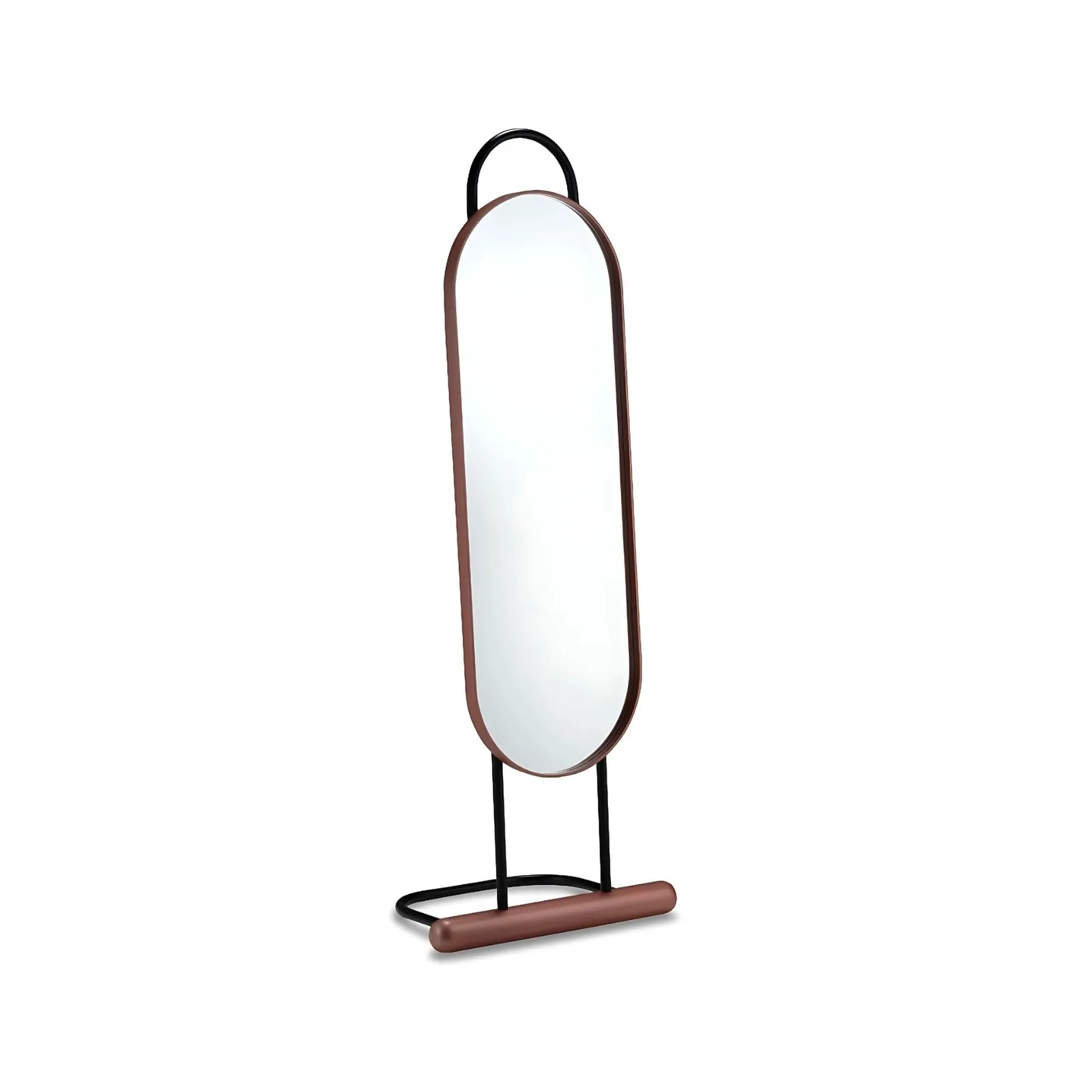 Espelho Bordas Ponteiras e Base Cobre Metalizado Estrutura Preto Fosco A 1685 x 415 x 540 mm Meridiano Design Cosmo Fixo