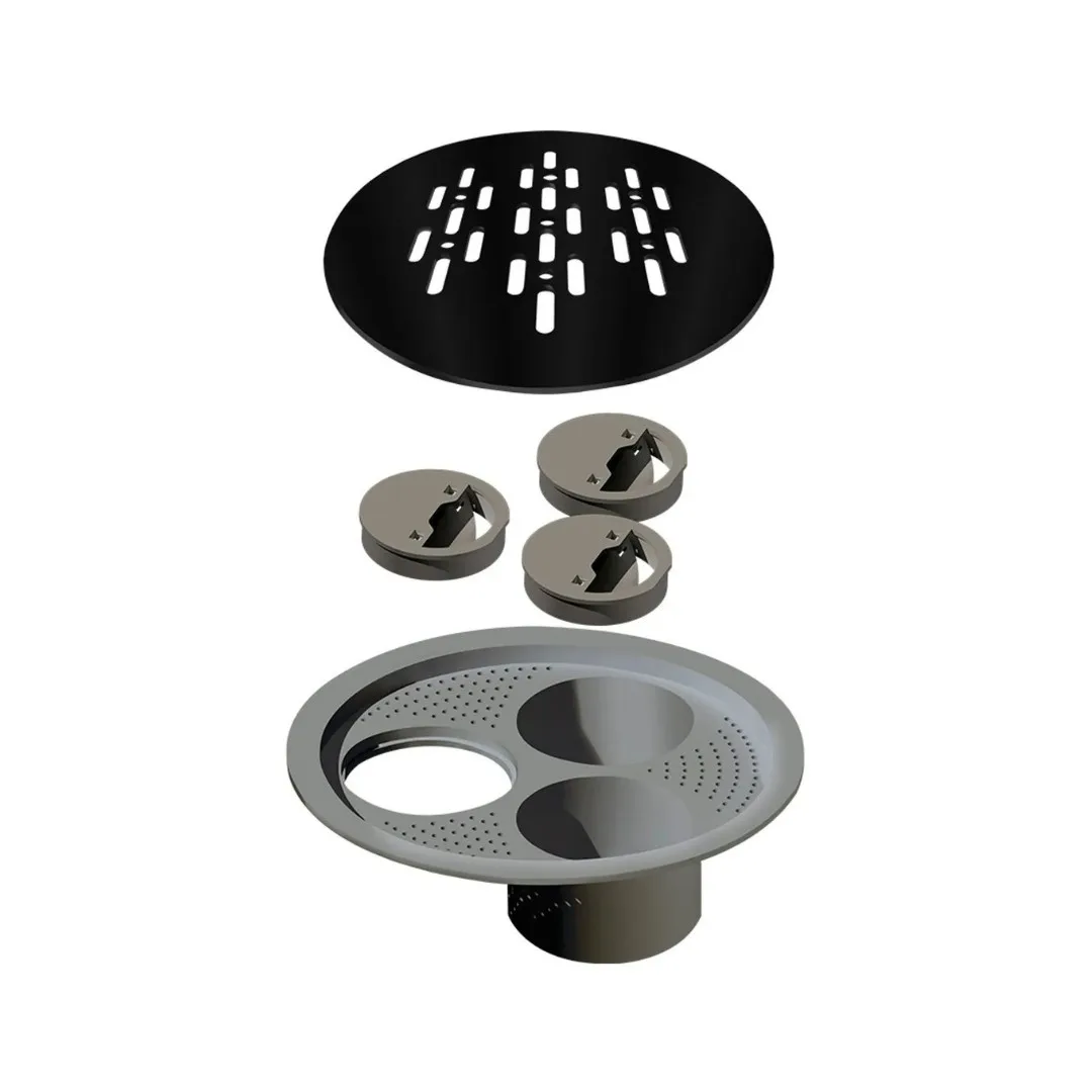 Grelha Redonda Linear 15cm Black Matte
