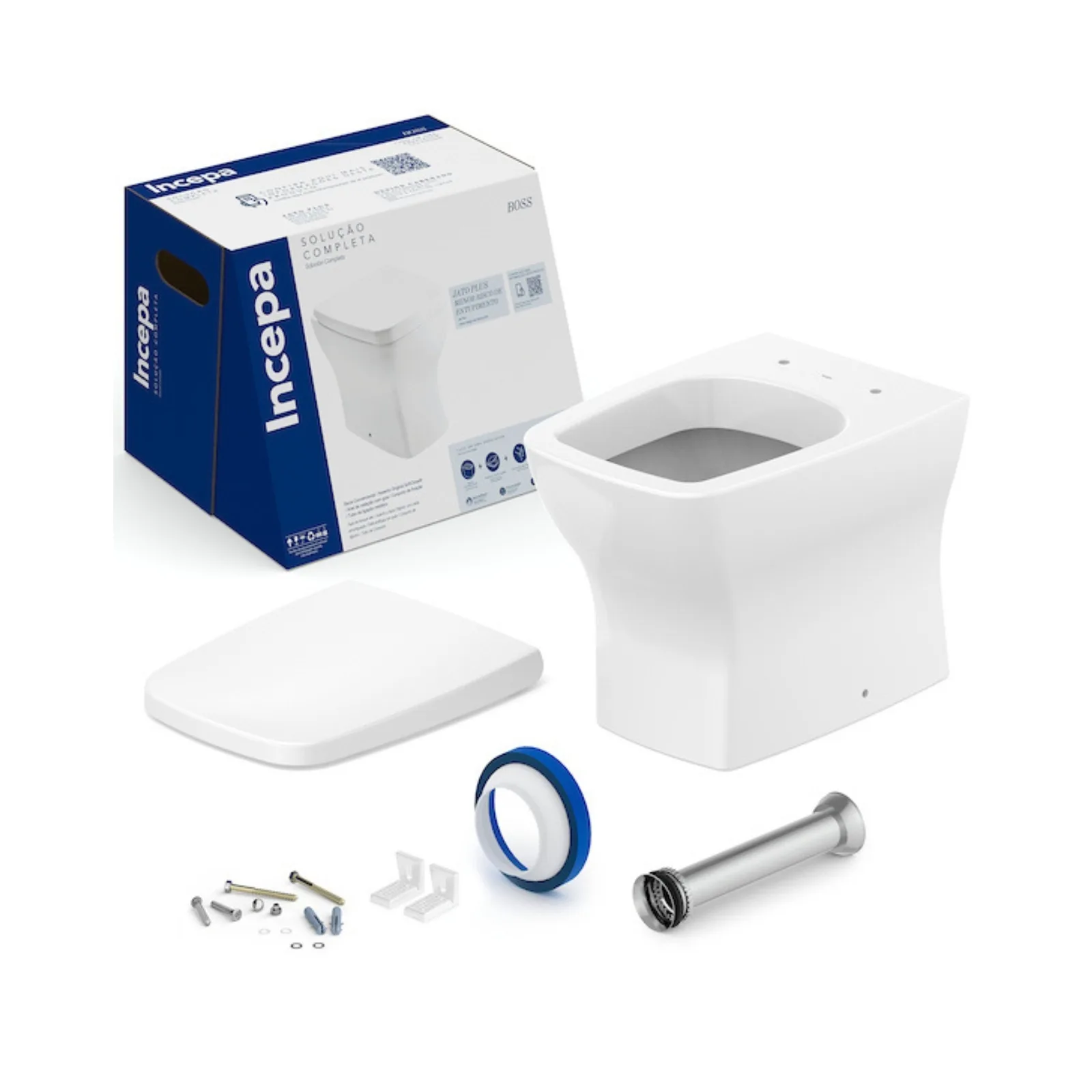 Kit De Louça Boss Branco (Termofixo) Incepa Softclose e Itens de Instalação