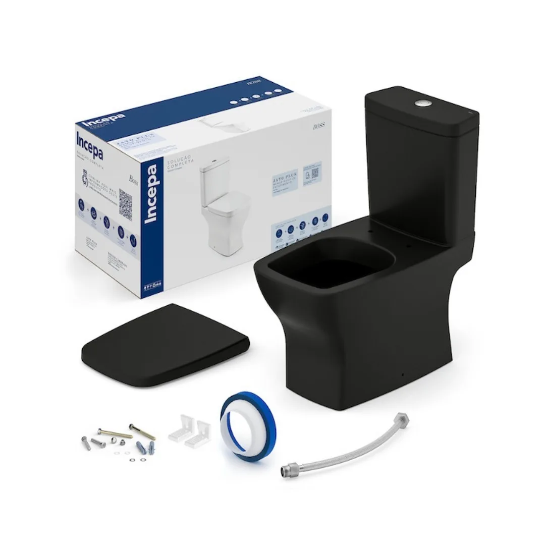 Vaso Sanitário Completo com Caixa Acoplada Incepa Boss Matte Black