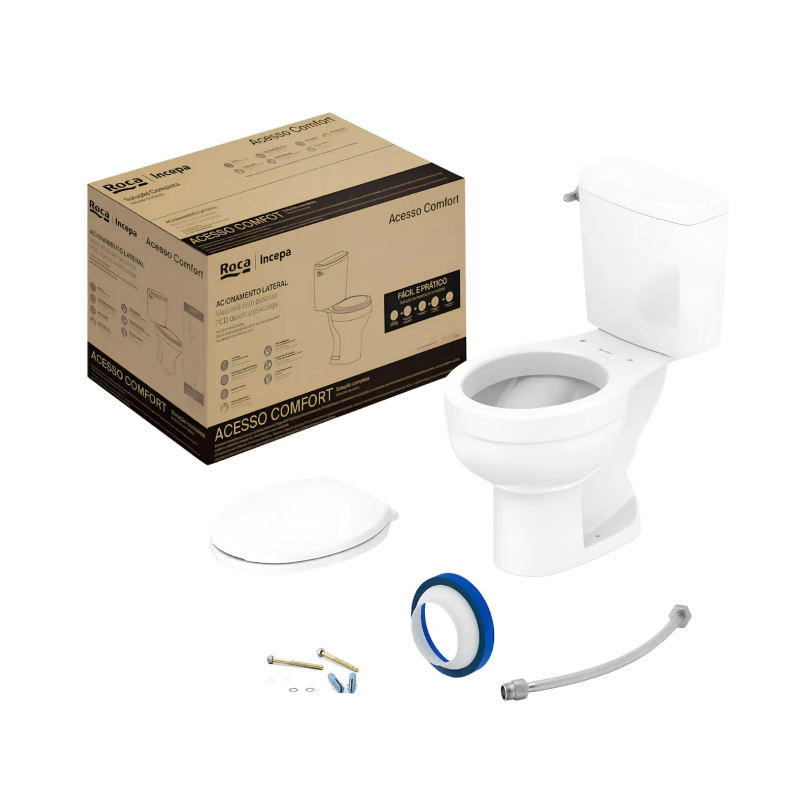 Vaso Sanitário Completo com Caixa Acoplada Branco (pp) Roca Comfort