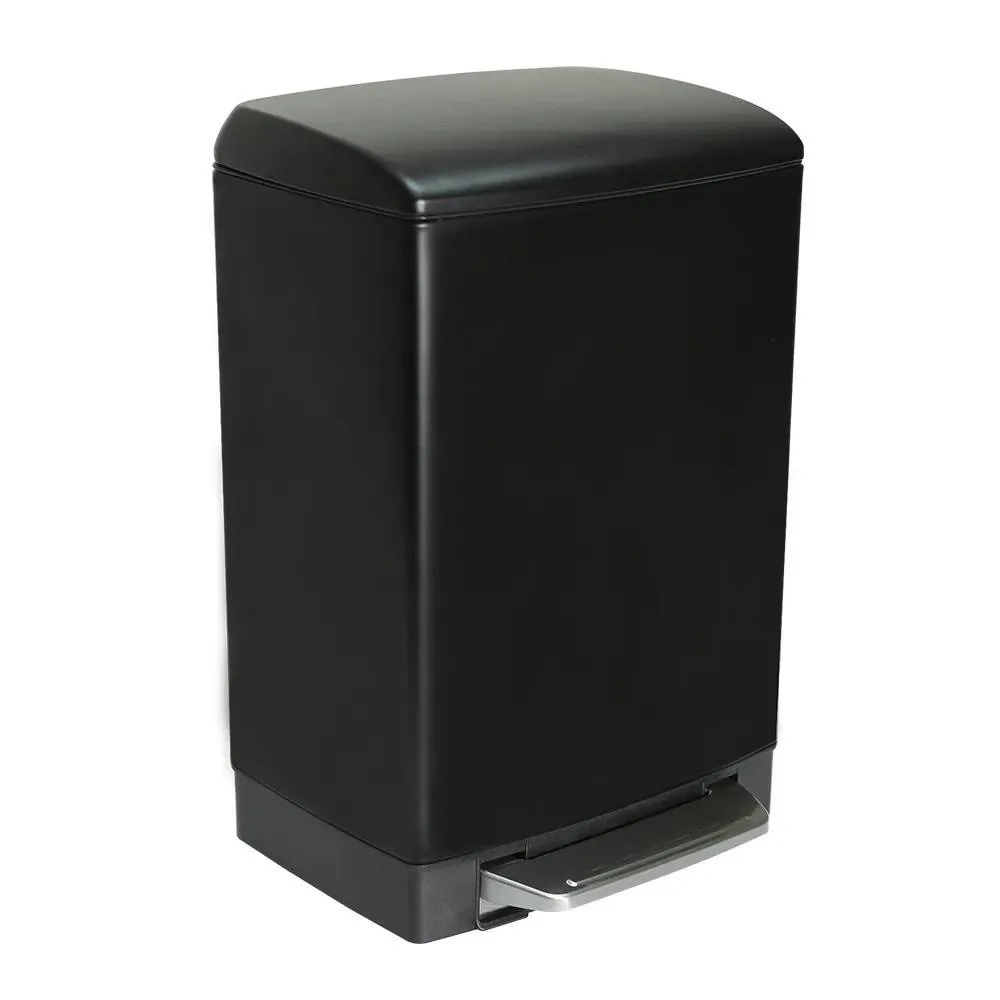 Lixeira DeBacco Retangular com Pedal 12L Slim Preto Matte
