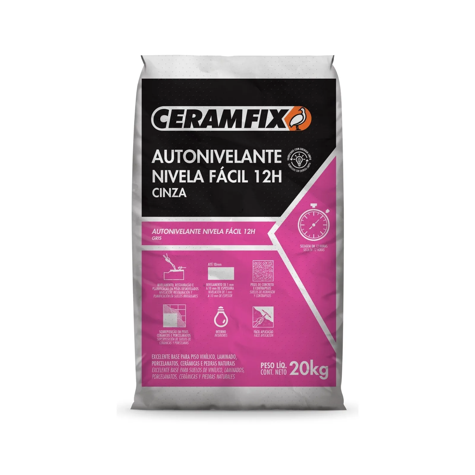 Massa De Preparação Autonivelante Ceramfix 12h 20 Kg